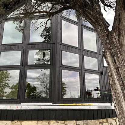 Large-format window wall installed on a North Texas home